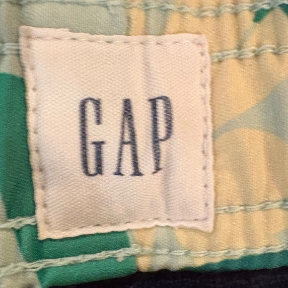 Gap Green/Navy/Yellow Tropical Hawaiian Pool Shorts/Swim Trunks; Size L - Picture 9 of 12